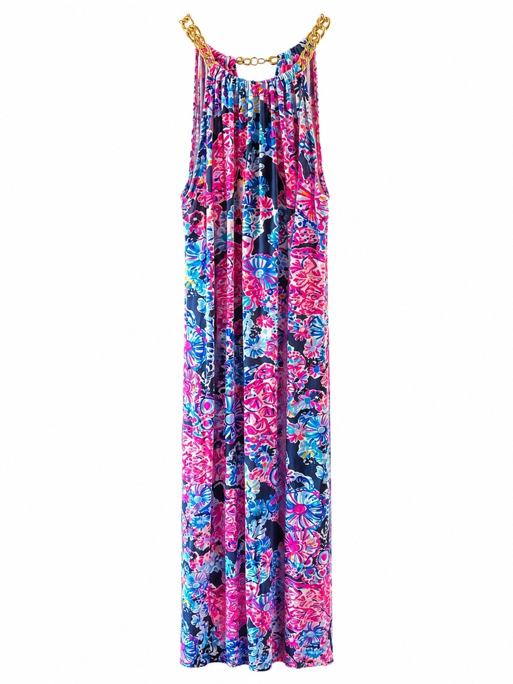 Lilly Pulitzer Gold Neck Chain Maxi Dress
